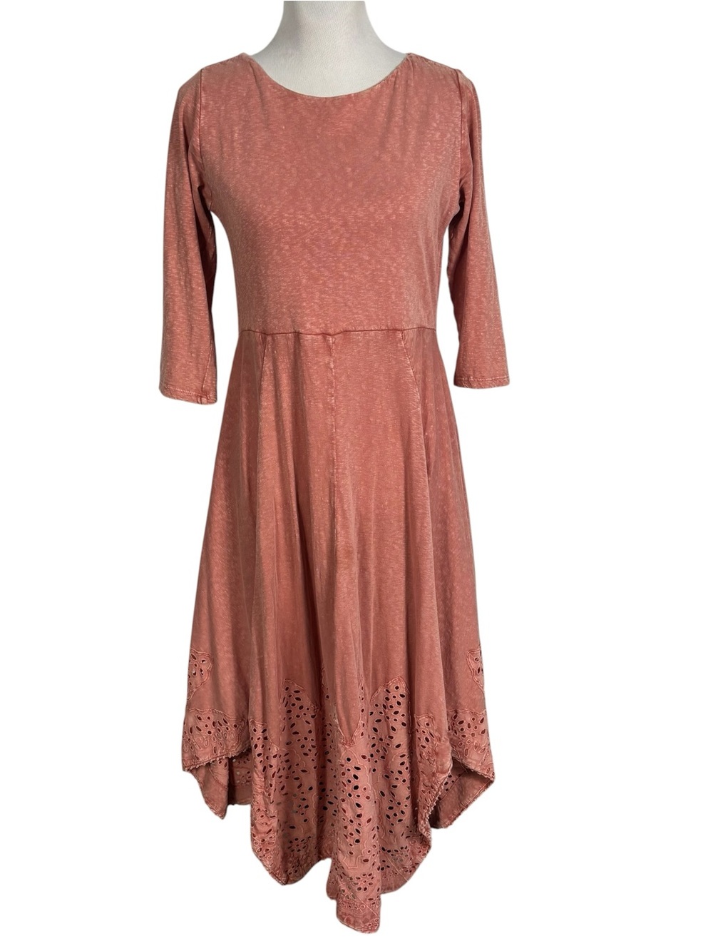 Soft Surroundings Casablanca Maxi Dress Eyelet Lagenlook Boho Orange Petite XS